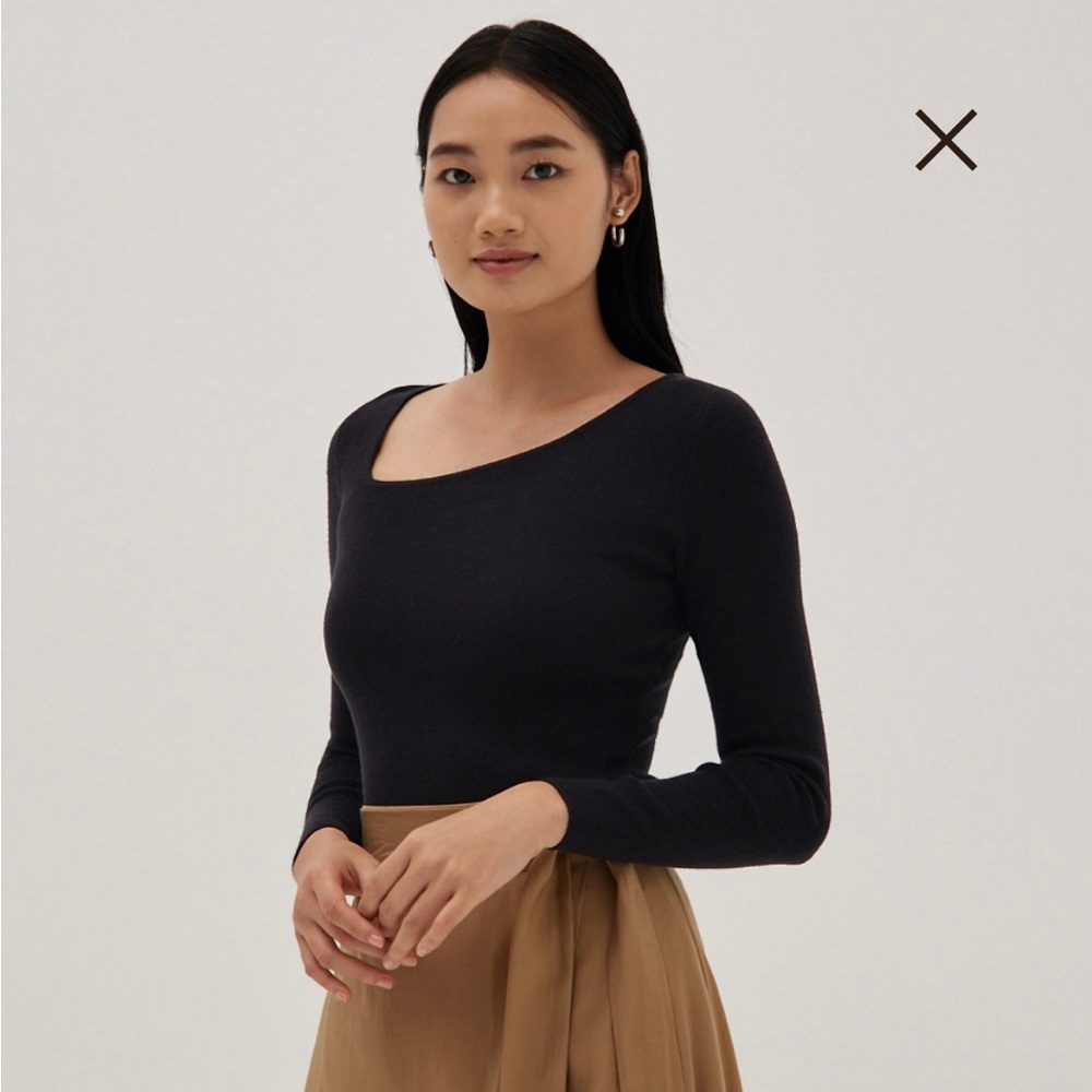 Love Bonito asymmetrical black knit top